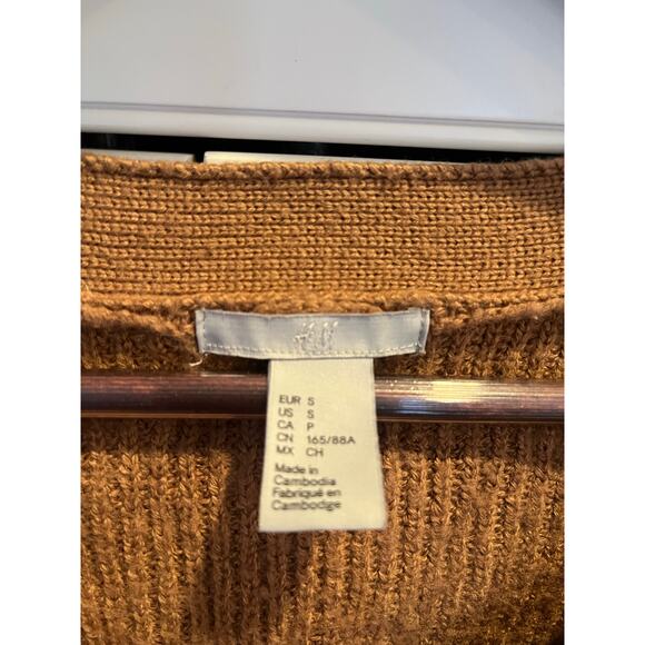 H&M wool blend crop cardigan women size S  brown - Picture 6 of 8